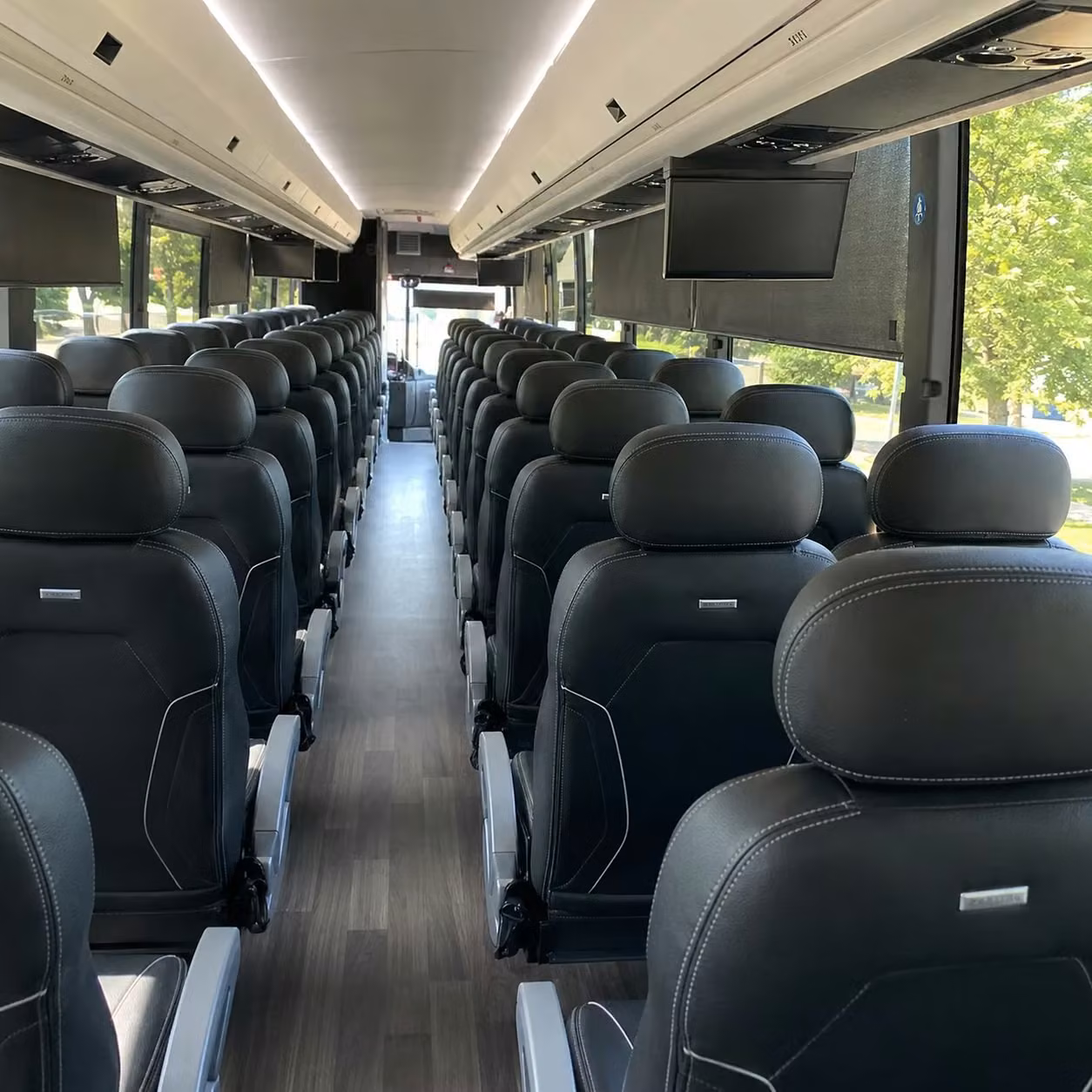 56 passenger charter bus inside